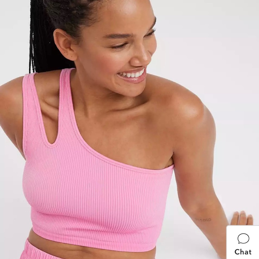 OFFLINE By Aerie Seamless One Shoulder Longline Sports Bra - WHITE